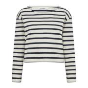 Klassieke Gestreepte Crop Sweatshirt Co'Couture , Beige , Dames