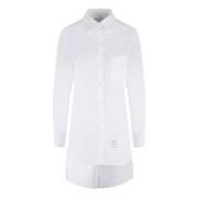 Witte oversized katoenen poplin overhemd met diepe zij- en achterkante...