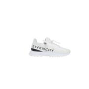 Witte lage leren sneakers met logo print Givenchy , White , Heren