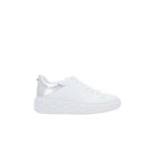 Witte Leren Flatform Sneakers met Zilveren Gelamineerd Detail Jimmy Ch...