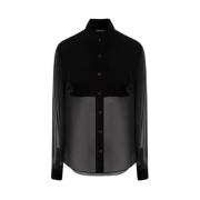 Zwarte Velvet en Crepe de Chine Shirt Tom Ford , Black , Dames