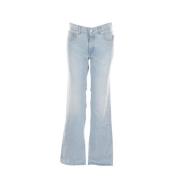 Blauwe Versleten Baggy Chino Jeans Off White , Blue , Dames