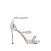 Zilveren Strass Leren Sandalen Jimmy Choo , Gray , Dames