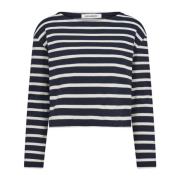 Klassieke Gestreepte Crop Sweatshirt Co'Couture , Blue , Dames