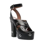 Zwarte platform sandalen met metalen oogjes Alaïa , Black , Dames
