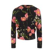 Zwarte Poppy Print Cropped Cardigan Balenciaga , Black , Dames