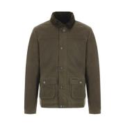 Groene gewaxte katoenen jas met logo borduursel Barbour , Brown , Here...