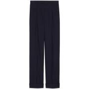 Donkerblauwe Wol Straight Broek met Double G Overcheck Gucci , Blue , ...