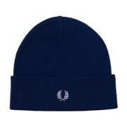 Blauwe Wol Logo Beanie Fred Perry , Blue , Heren