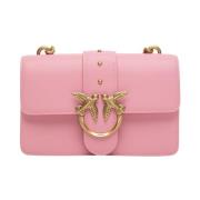 Mini Love One Zijden Leren Tas Pinko , Pink , Dames