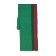 Groene Wollen Sjaal met Interlocking-G Logo Gucci , Green , Heren