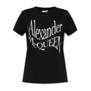 T-shirt met logo Alexander McQueen , Black , Dames