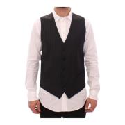 Gestreept Wol Enkellange Vest Dolce & Gabbana , Gray , Heren