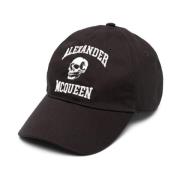 Zwarte baseballpet met Varsity Skull borduursel Alexander McQueen , Bl...