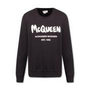 Sweatshirt met logo Alexander McQueen , Black , Heren