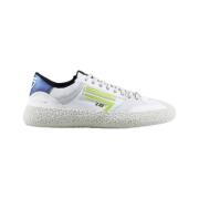 Vintage Stijl Witte Vegan Sneakers met Lime Groen Logo Puraai , Green ...