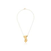 Vergulde Ketting met Zwarte Onyx en Rode Robijn Hanger Anissa Kermiche...