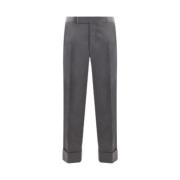 Grijze Katoenen Broek met Grosgrain Detail Thom Browne , Gray , Heren