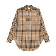 Vintage Check Button-Down Overhemd Burberry , Beige , Dames