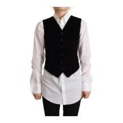 Stijlvolle Zwarte V-Hals Vest Top Dolce & Gabbana , Black , Dames