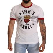 King`s Angels Print T-shirt Dolce & Gabbana , White , Heren