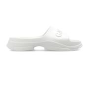 Rubberen slides met logo Ganni , White , Dames