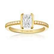 Zilveren Gouden Ring met Zirkonia's Sif Jakobs Jewellery , Yellow , Da...