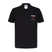 Polo shirt met logo Moschino , Black , Heren