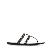 Rockstud Flat Rubber Sandals Valentino Garavani , Black , Dames