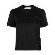 Zwarte T-shirts en Polos met Geborduurd Logo Palm Angels , Black , Dam...
