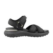 Comfortabele platte sandalen voor vrouwen Geox , Black , Dames