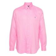 Geborduurd Linnen Overhemd Ralph Lauren , Pink , Heren