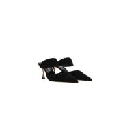 Zwarte Suède Gedrapeerde Muiltjes Manolo Blahnik , Black , Dames