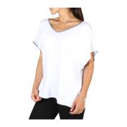 Dames Logo Detail Wijde Hals T-shirt Emporio Armani EA7 , White , Dame...