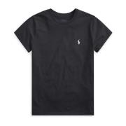 Zwarte katoenen T-shirt met geborduurde pony Ralph Lauren , Black , Da...