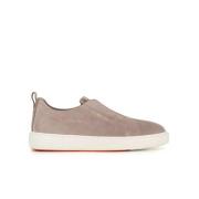 Grijze Suède Ronde Neus Sneakers Santoni , Gray , Heren