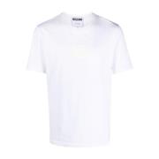 Witte T-shirts en Polos met Logo Patch Moschino , White , Heren