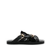 Zwarte Suède Sandalen Moschino , Black , Heren