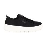 Platform Sneakers met Geborduurd Logo Fila , Black , Dames