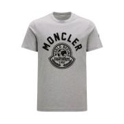College geïnspireerd crew neck T-shirt Moncler , Gray , Heren