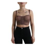 Bruine Mouwloze Crop Top Dolce & Gabbana , Brown , Dames