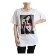 Kristalversierde Bedrukte Tee Dolce & Gabbana , White , Dames