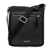 Schoudertas met logo Giorgio Armani , Black , Heren