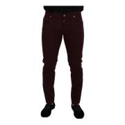 Prachtige Gouden Slim Fit Jeans Dolce & Gabbana , Red , Heren