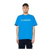 Blauw Logo T-Shirt Flaneur Homme , Blue , Heren