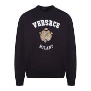 Luxe Zwarte Katoenen Sweatshirt voor Heren Versace , Black , Heren