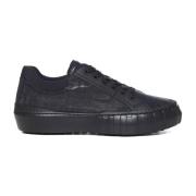 Zwarte Sneakers met Leren Detail Fendi , Black , Heren