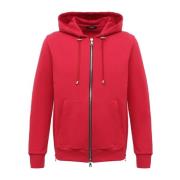 Rode Hoodie met Rits voor Heren Balmain , Red , Heren