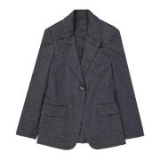 Grijze Wol Blazer voor Dames Brunello Cucinelli , Gray , Dames