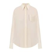 Elegante Beige Zijde-Blend Shirt Brunello Cucinelli , Beige , Dames